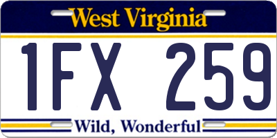 WV license plate 1FX259