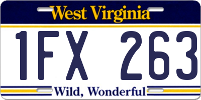 WV license plate 1FX263