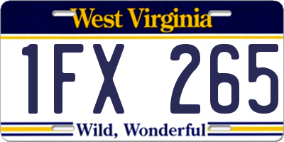 WV license plate 1FX265