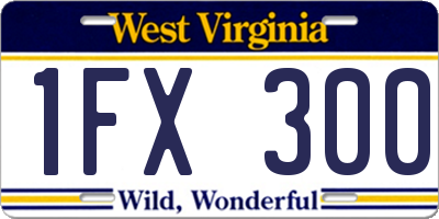 WV license plate 1FX300