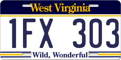 WV license plate 1FX303
