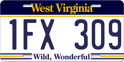 WV license plate 1FX309