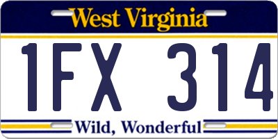 WV license plate 1FX314