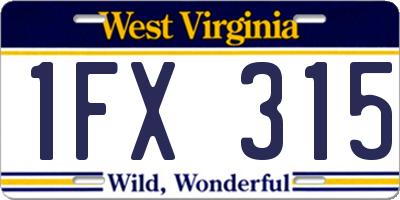 WV license plate 1FX315