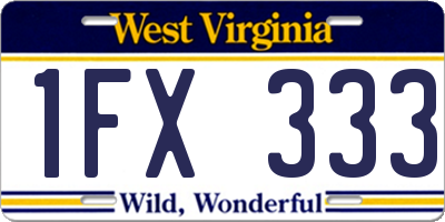 WV license plate 1FX333