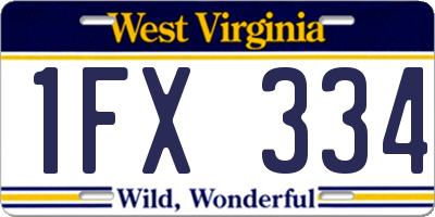 WV license plate 1FX334