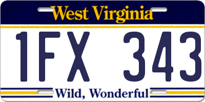WV license plate 1FX343
