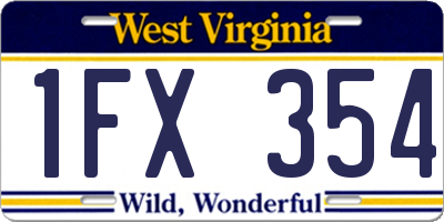 WV license plate 1FX354