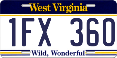 WV license plate 1FX360