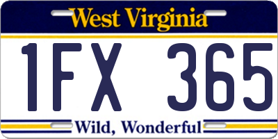 WV license plate 1FX365