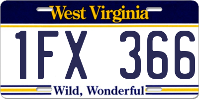 WV license plate 1FX366