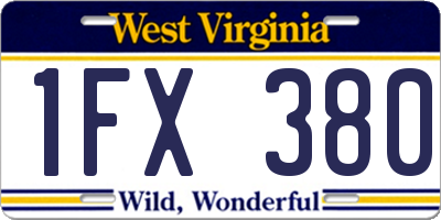 WV license plate 1FX380