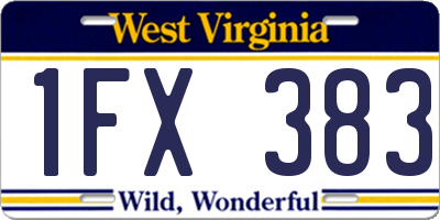 WV license plate 1FX383