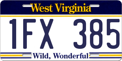 WV license plate 1FX385