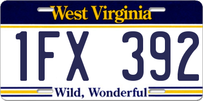 WV license plate 1FX392