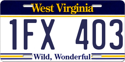 WV license plate 1FX403