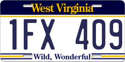 WV license plate 1FX409