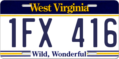 WV license plate 1FX416