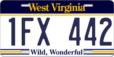 WV license plate 1FX442