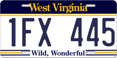 WV license plate 1FX445
