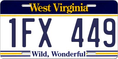 WV license plate 1FX449