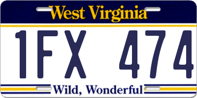 WV license plate 1FX474