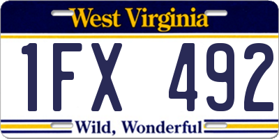 WV license plate 1FX492