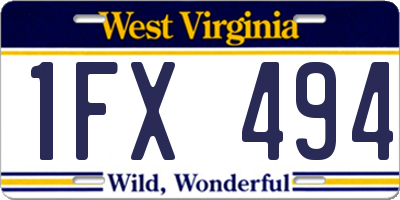WV license plate 1FX494