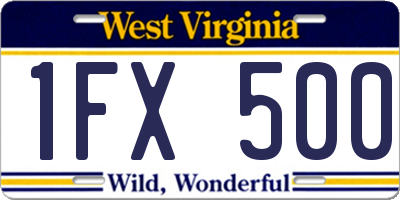 WV license plate 1FX500