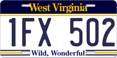 WV license plate 1FX502