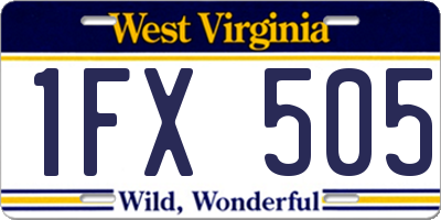 WV license plate 1FX505