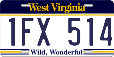 WV license plate 1FX514