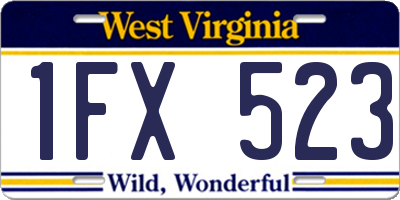 WV license plate 1FX523
