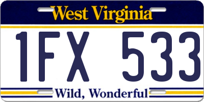 WV license plate 1FX533