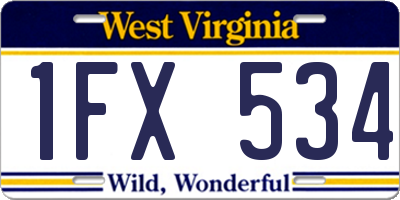 WV license plate 1FX534