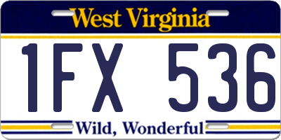 WV license plate 1FX536