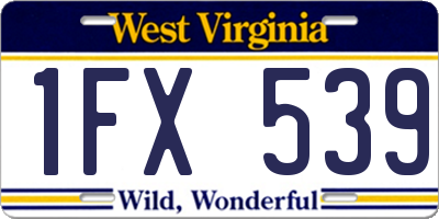 WV license plate 1FX539