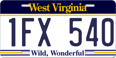 WV license plate 1FX540