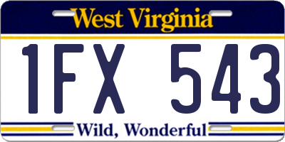 WV license plate 1FX543