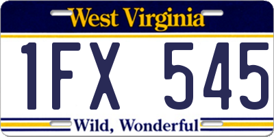 WV license plate 1FX545