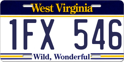 WV license plate 1FX546