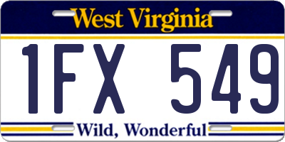 WV license plate 1FX549