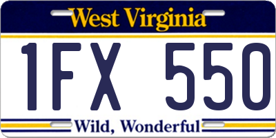 WV license plate 1FX550