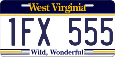 WV license plate 1FX555