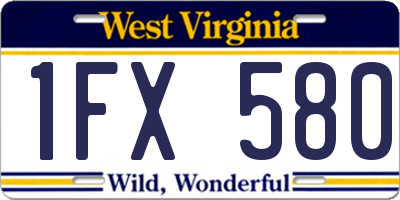 WV license plate 1FX580