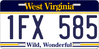 WV license plate 1FX585