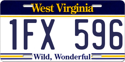 WV license plate 1FX596