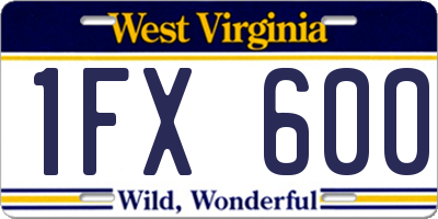 WV license plate 1FX600