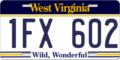WV license plate 1FX602