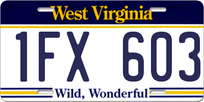 WV license plate 1FX603